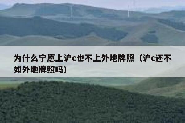 为什么宁愿上沪c也不上外地牌照（沪c还不如外地牌照吗） 第1张