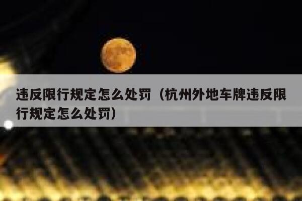 违反限行规定怎么处罚（杭州外地车牌违反限行规定怎么处罚） 第1张