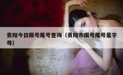 贵阳今日限号尾号查询（贵阳市限号尾号是字母）