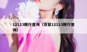 12123限行查询（交管12123限行查询） 