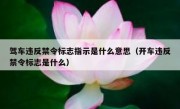 驾车违反禁令标志指示是什么意思（开车违反禁令标志是什么） 