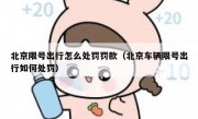 北京限号出行怎么处罚罚款（北京车辆限号出行如何处罚） 