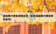 违反限行规定如何处罚（北京违反限行规定如何处罚） 