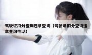 驾驶证扣分查询违章查询（驾驶证扣分查询违章查询电话） 