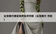 北京限行规定如何处罚罚款（北京限行 罚款）