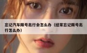 忘记汽车限号出行会怎么办（经常忘记限号出行怎么办） 