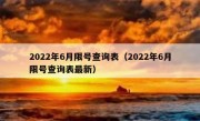 2022年6月限号查询表（2022年6月限号查询表最新）