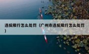 违反限行怎么处罚（广州市违反限行怎么处罚） - 高通咨询