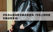 手机怎么查违章车辆违章查询（手机上如何查车辆违章查询）