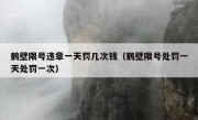 鹤壁限号违章一天罚几次钱（鹤壁限号处罚一天处罚一次） 
