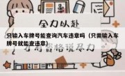 只输入车牌号能查询汽车违章吗（只需输入车牌号就能查违章） 