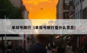 单双号限行（单双号限行是什么意思） 