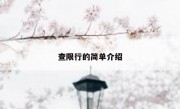 查限行的简单介绍 