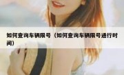 如何查询车辆限号（如何查询车辆限号通行时间） 
