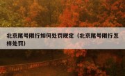 北京尾号限行如何处罚规定（北京尾号限行怎样处罚） 