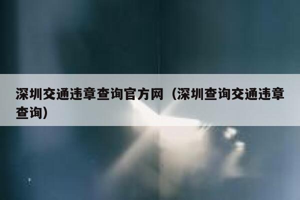 深圳交通违章查询官方网（深圳查询交通违章查询） 第1张
