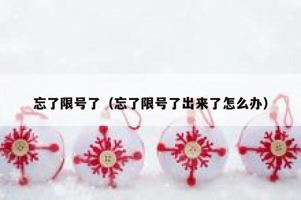 忘了限号了（忘了限号了出来了怎么办） 第1张