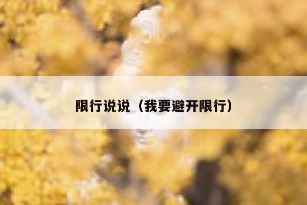 限行说说（我要避开限行） 第1张