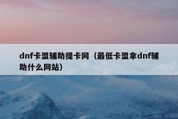 dnf卡盟辅助提卡网（最低卡盟拿dnf辅助什么网站） 第1张