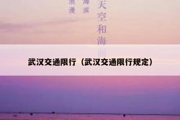 武汉交通限行（武汉交通限行规定） 第1张