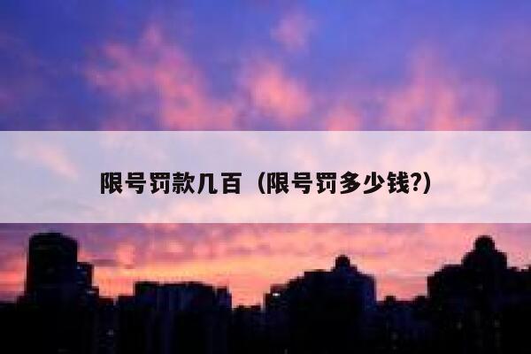 限号罚款几百（限号罚多少钱?） 第1张