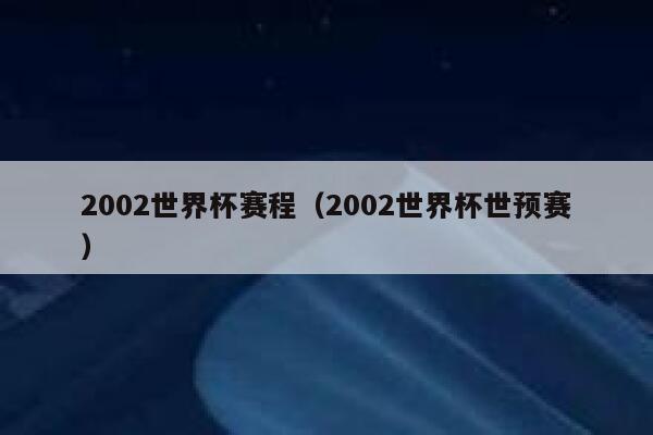 2002世界杯赛程（2002世界杯世预赛） 第1张